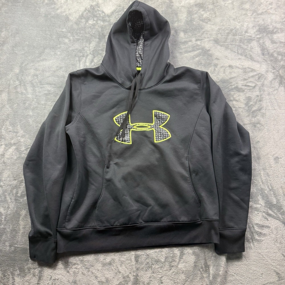 Cold Gear Under Armor Hoodie Semi-Fitted Unisex Adults Sz XL Black & Yellow Logo